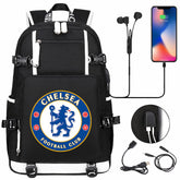 Chelsea Football Club USB Charging Backpack School NoteBook Laptop Travel Bags